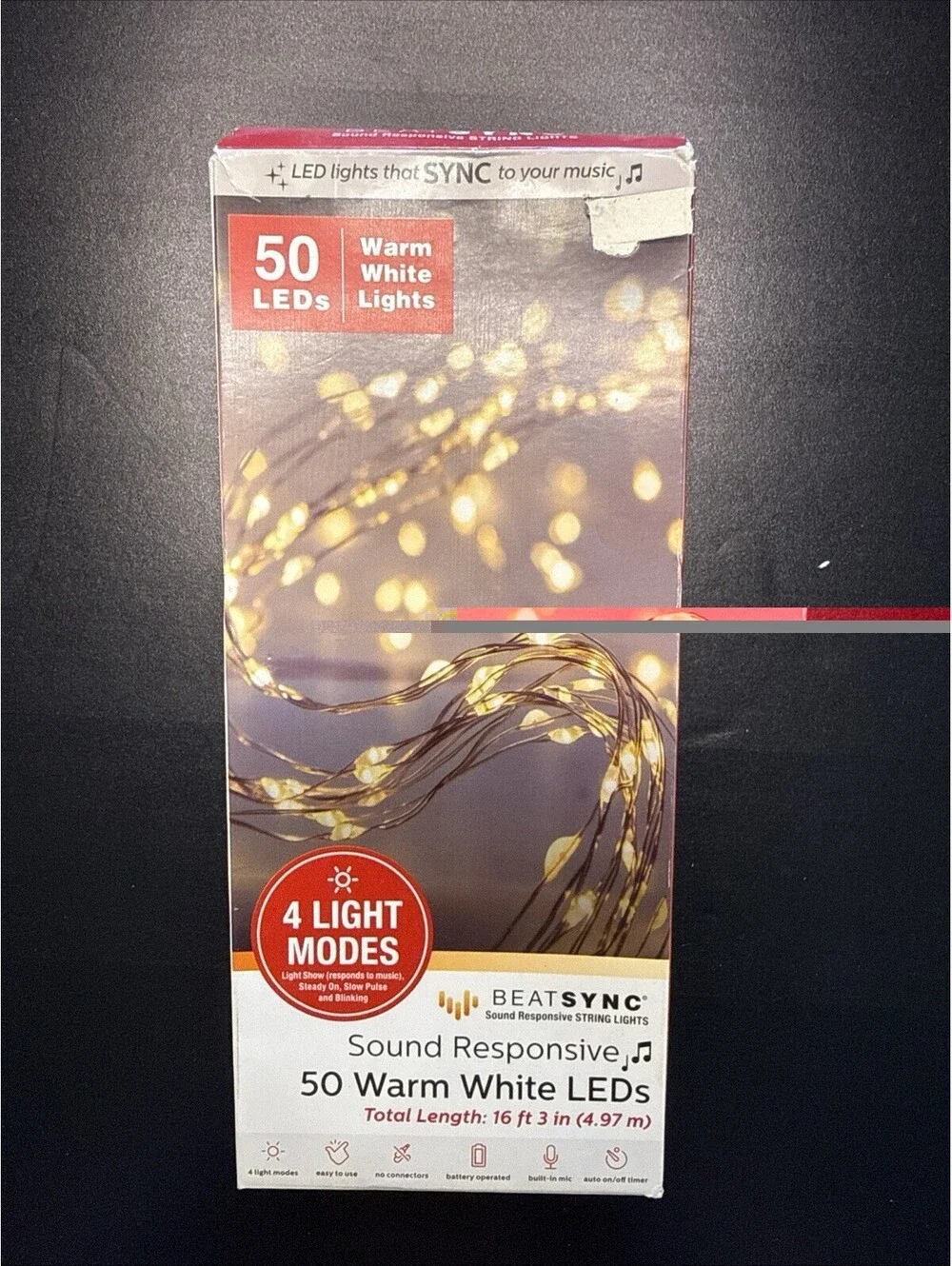Beatsync 50 Warm White LED Sound Activated Mini Lights Sync to Your Music NEW